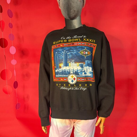 Vintage Sports Fan Gift Set – 1990s Steelers Super Bowl XXXII Sweatshirt + Pins - Picture 10 of 12